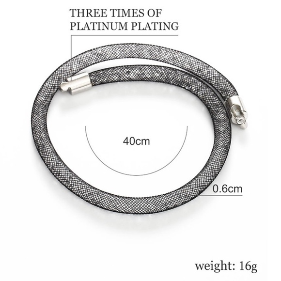 Green Double Mesh Crystal Wrap Bangle Bracelet - Picture 5 of 8